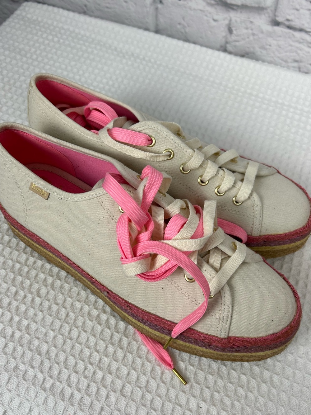 Keds x Kate Spade Triple Up Platform Sneakers Women’s 9 Cream Pink Espadrille